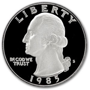 1985-S Washington Quarter Gem Proof 1985-S Washington Quarter Gem Proof