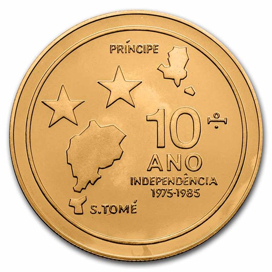 1985 Sao Tome Gold 100 Dobras Proof Box and COA