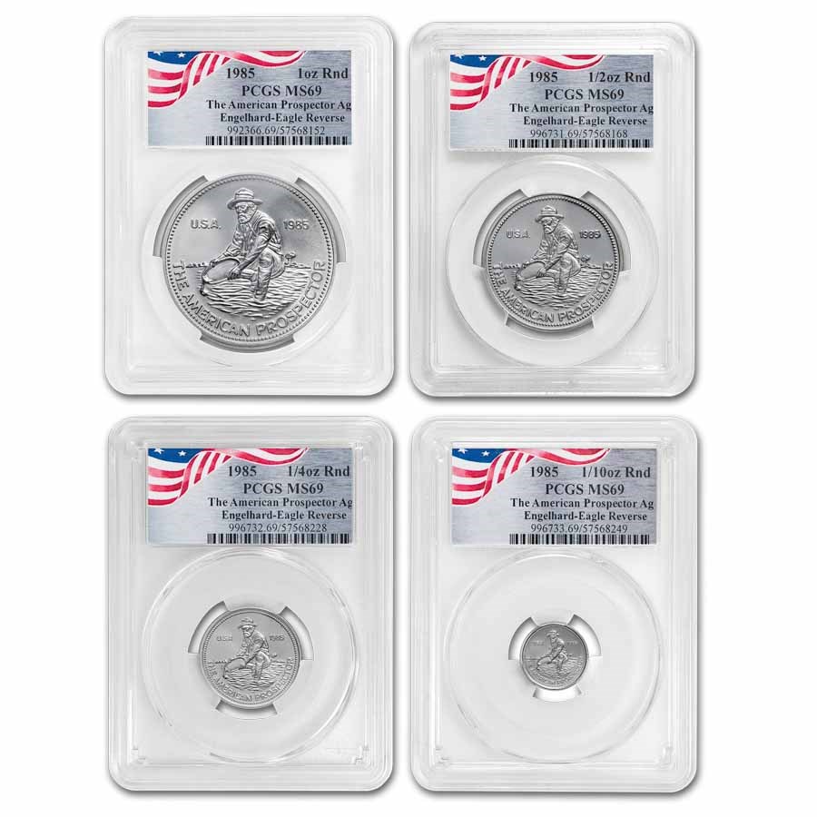 1985 Silver Round - Engelhard Prospector MS-69 PCGS 4-Coin Set