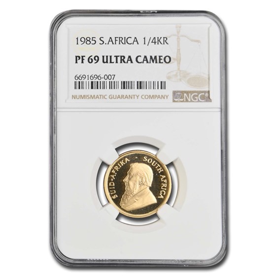 1985 South Africa 1/4 oz Gold Krugerrand PF-69 UCAM NGC 1985 South Africa 1/4 oz Gold Krugerrand PF-69 UCAM NGC
