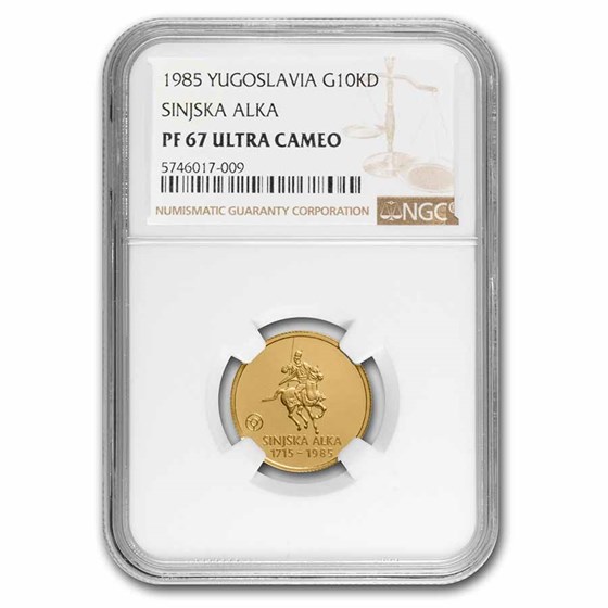 1985 Yugoslavia Gold 10,000 Dinara Sinjska Alka PF-67 NGC