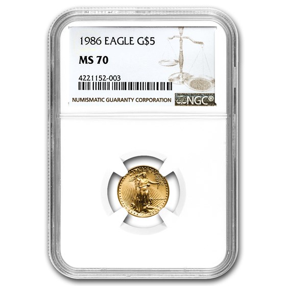 1986 1/10 oz American Gold Eagle MS-70 NGC