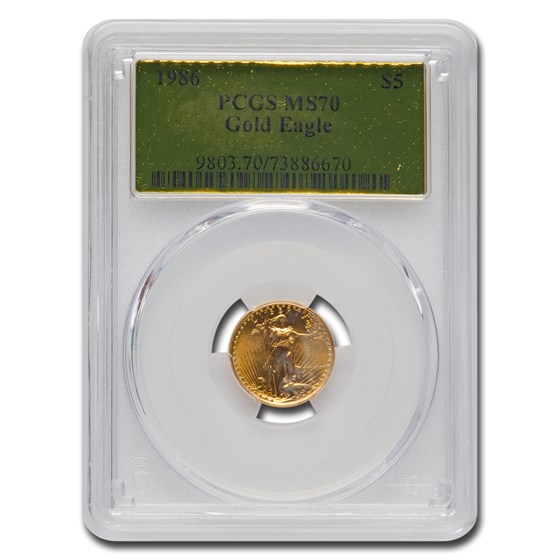 1986 1/10 oz American Gold Eagle MS-70 PCGS (Gold Label)