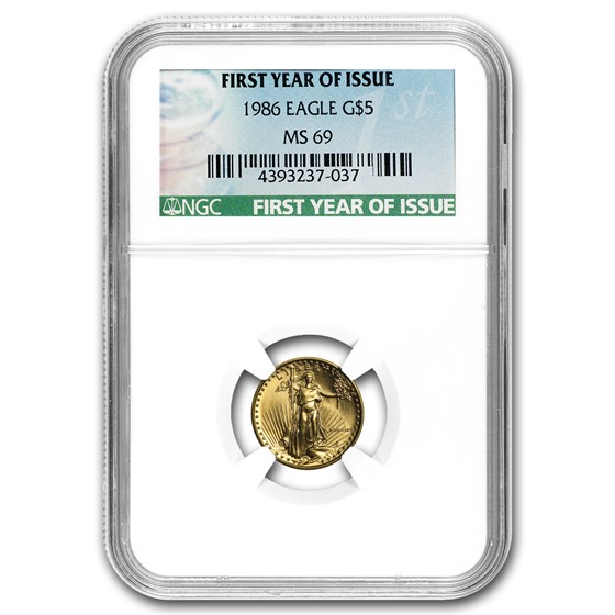 1986 1/10 oz Gold Eagle MS-69 NGC (First Year of Issue Label) 1986 1/10 oz Gold Eagle MS-69 NGC (First Year of Issue Label)