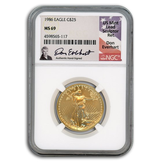 1986 1/2 oz American Gold Eagle MS-69 NGC (Everhart) 1986 1/2 oz American Gold Eagle MS-69 NGC (Everhart)