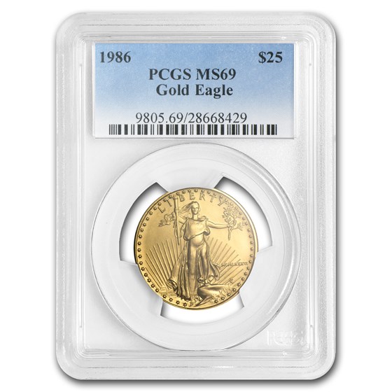 1986 1/2 oz American Gold Eagle MS-69 PCGS 1986 1/2 oz American Gold Eagle MS-69 PCGS