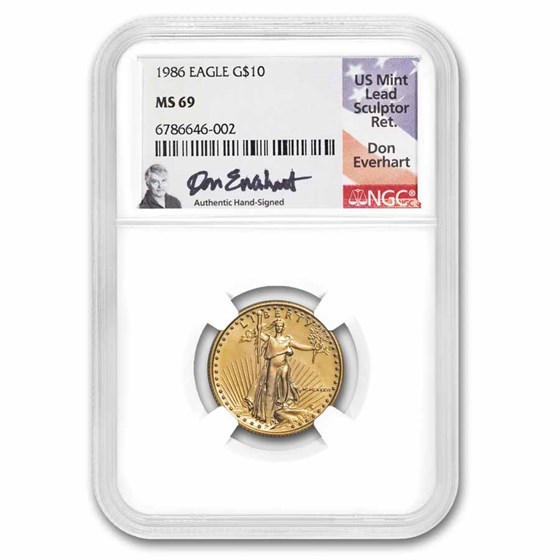 1986 1/4 oz American Gold Eagle MS-69 NGC (Everhart) 1986 1/4 oz American Gold Eagle MS-69 NGC (Everhart)