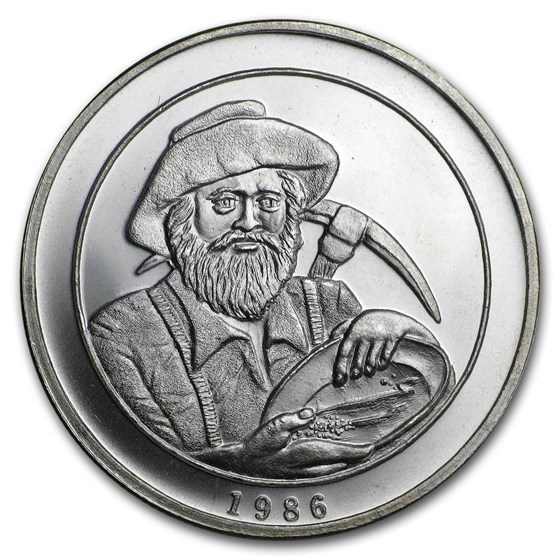 1986 1 oz Silver Round - Prospector (California Coin Association)