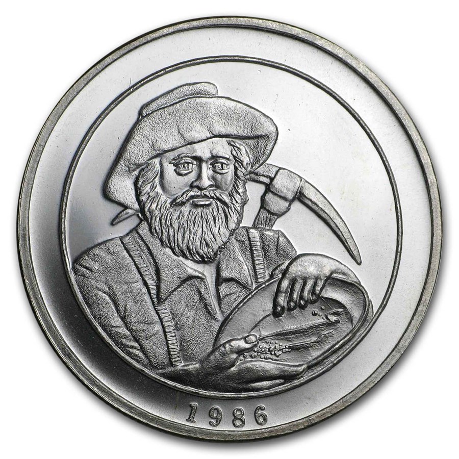 1986 1 oz Silver Round - Prospector (California Coin Association)