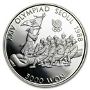 1986-1988 South Korea 1/2 oz Silver 5000 Won Seoul Olympics BU