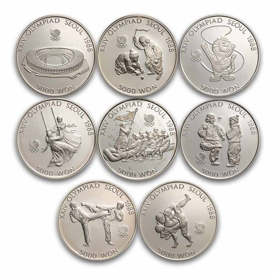 1986-1988 South Korea 1/2 oz Silver 5000 Won Seoul Olympics Proof 1986-1988 South Korea 1/2 oz Silver 5000 Won Seoul Olympics Proof