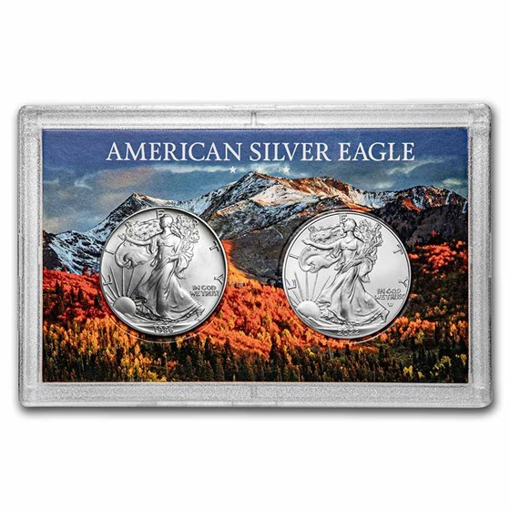1986-2022 2-Coin Silver Eagle Set w/Harris Holder, Rocky Mountain 1986-2022 2-Coin Silver Eagle Set w/Harris Holder, Rocky Mountain