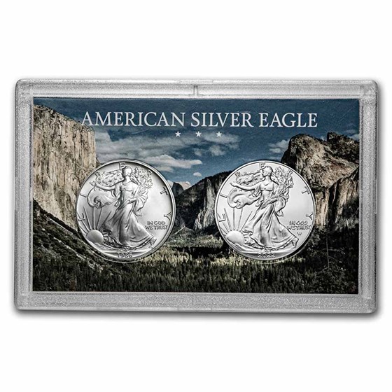 1986-2022 2-Coin Silver Eagle Set - w/Harris Holder, Yosemite 1986-2022 2-Coin Silver Eagle Set - w/Harris Holder, Yosemite