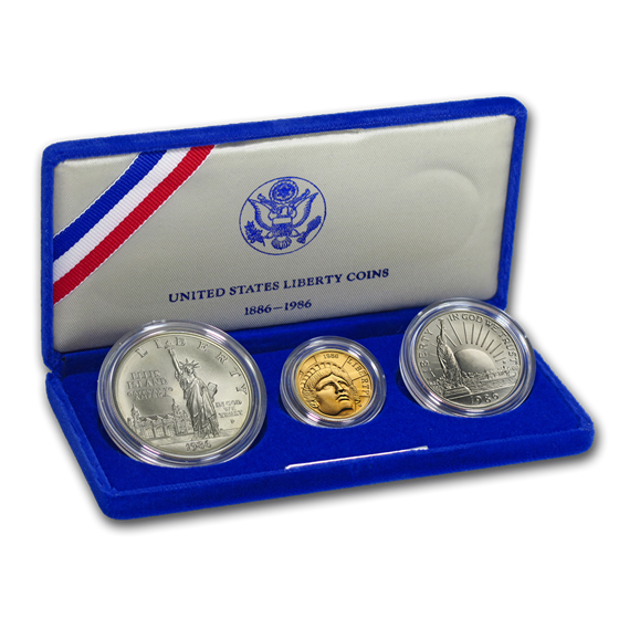 1986 3-Coin Commem Statue of Liberty Set BU (w/Box & COA) 1986 3-Coin Commem Statue of Liberty Set BU (w/Box & COA)