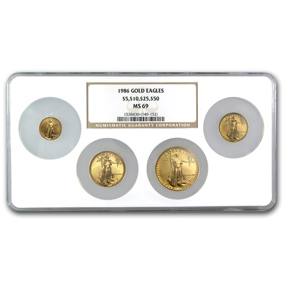 1986 4-Coin Gold American Eagle Set MS-69 NGC (Uni-Holder) 1986 4-Coin Gold American Eagle Set MS-69 NGC (Uni-Holder)