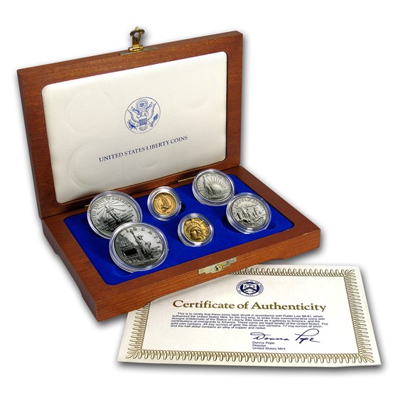 1986 6-Coin Commem Statue of Liberty Set BU & Proof (w/Box & COA) 1986 6-Coin Commem Statue of Liberty Set BU & Proof (w/Box & COA)