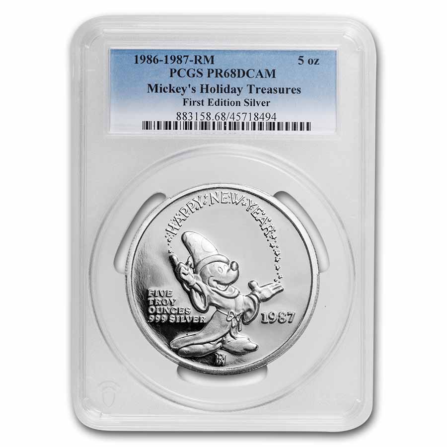 Buy 1986/87 5 oz Silver Round - Mickey's Holiday Treasures PR-68