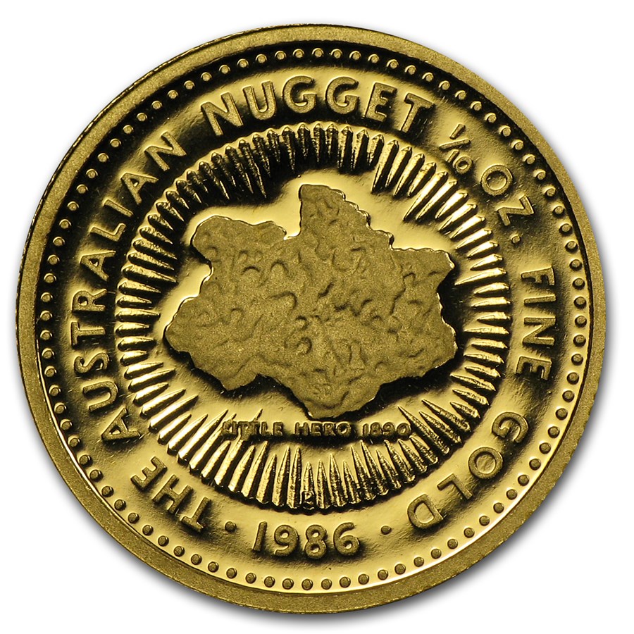 1986 Australia 1/10 oz Proof Gold Nugget