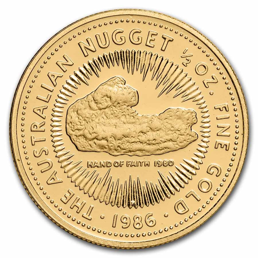 1986 Australia 1/2 oz Gold Nugget BU