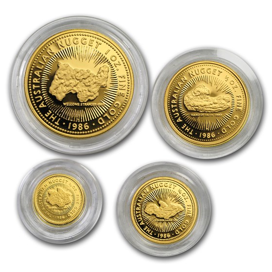 1986 Australia 4-Coin Gold Nugget Proof Set (w/o Box) 1986 Australia 4-Coin Gold Nugget Proof Set (w/o Box)