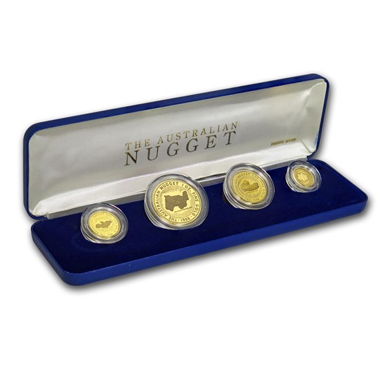 1986 Australia 4-Coin Gold Nugget Proof Set 1986 Australia 4-Coin Gold Nugget Proof Set