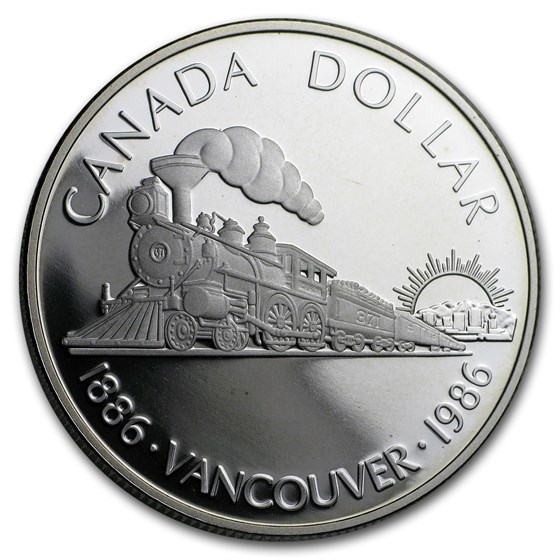 1986 Canada Silver Dollar BU (100th Anniv Transcontinental Rail) 1986 Canada Silver Dollar BU (100th Anniv Transcontinental Rail)