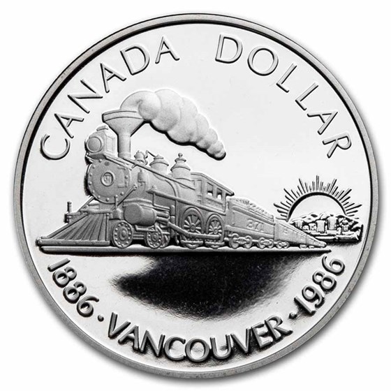 1986 Canada Silver Dollar Proof (100th Ann Transcont. Rail w/OGP) 1986 Canada Silver Dollar Proof (100th Ann Transcont. Rail w/OGP)