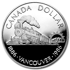 1986 Canada Silver Dollar Proof (100th Ann Transcontinental Rail)