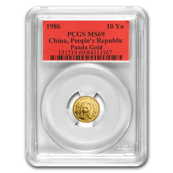 1986 China 1/10 oz Gold Panda MS-69 PCGS 1986 China 1/10 oz Gold Panda MS-69 PCGS