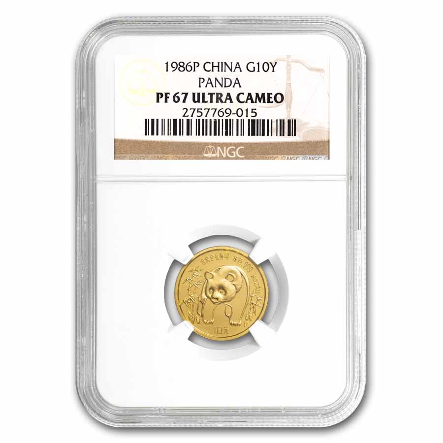 1986 China 1/10 oz Proof Gold Panda PF-67 NGC