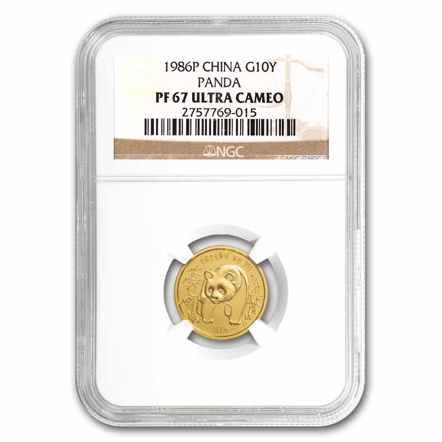 1986 China 1/10 oz Proof Gold Panda PF-67 NGC