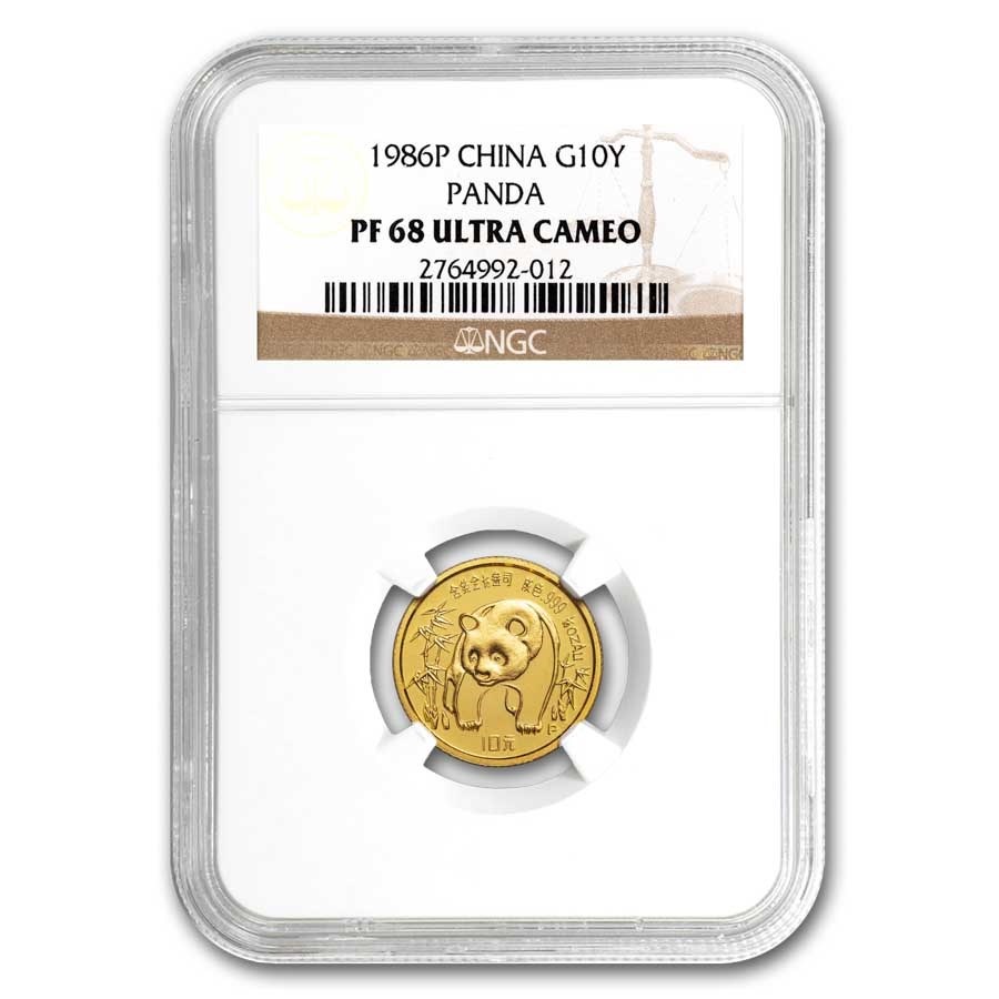 1986 China 1/10 oz Proof Gold Panda PF-68 NGC