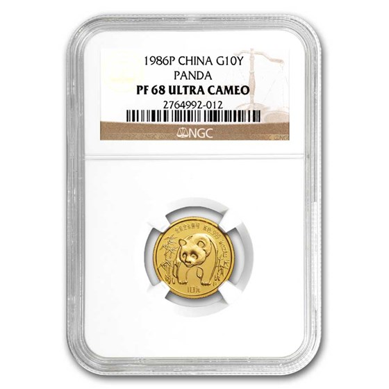 1986 China 1/10 oz Proof Gold Panda PF-68 NGC 1986 China 1/10 oz Proof Gold Panda PF-68 NGC