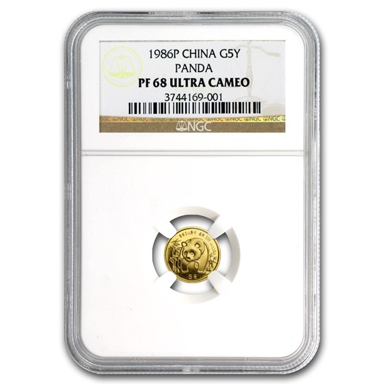 1986 China 1/20 oz Proof Gold Panda PF-68 NGC 1986 China 1/20 oz Proof Gold Panda PF-68 NGC