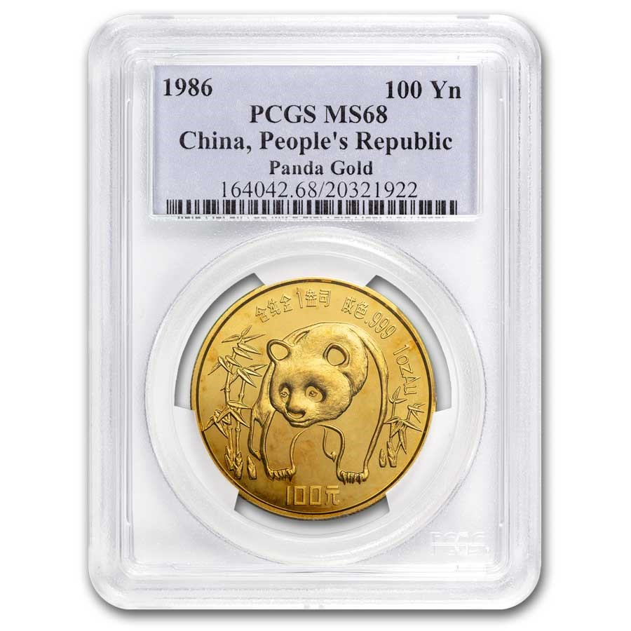 1986 China 1 oz Gold Panda MS-68 PCGS