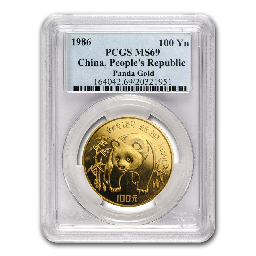 1986 China 1 oz Gold Panda MS-69 PCGS