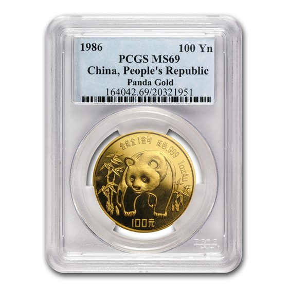 1986 China 1 oz Gold Panda MS-69 PCGS 1986 China 1 oz Gold Panda MS-69 PCGS