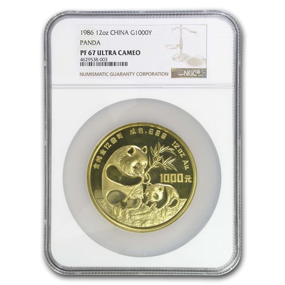 1986 China 12 oz Proof Gold Panda 1000 Yuan PF-68 NGC (Box & COA) 1986 China 12 oz Proof Gold Panda 1000 Yuan PF-68 NGC (Box & COA)
