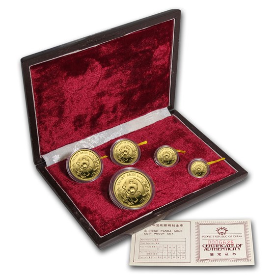 1986 China 5-Coin Gold Panda Proof Set (w/Box and COA) 1986 China 5-Coin Gold Panda Proof Set (w/Box and COA)
