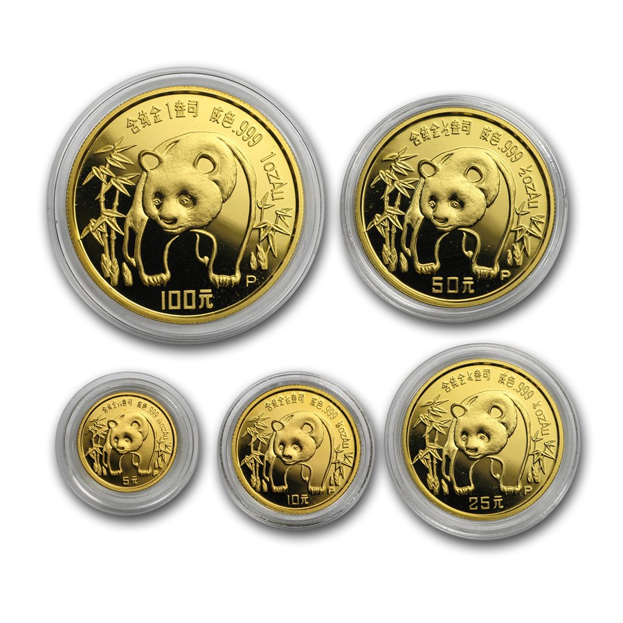 Buy 1986 China 5Coin Gold Panda Set BU (Capsule Only) APMEX