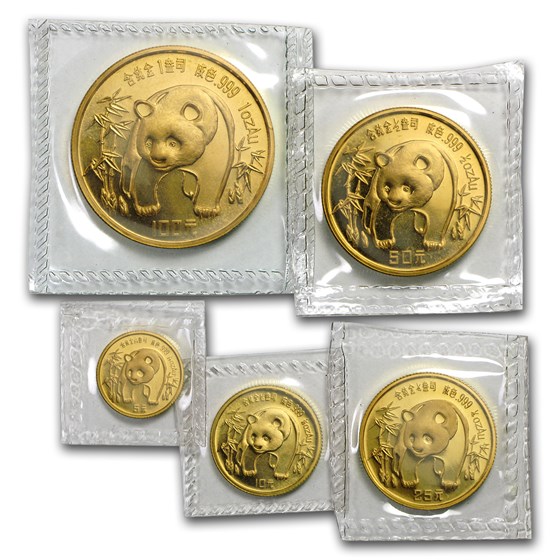 1986 China 5-Coin Gold Panda Set BU (Sealed) 1986 China 5-Coin Gold Panda Set BU (Sealed)