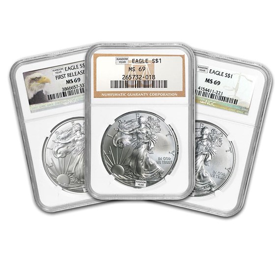 1986-Current Silver American Eagle MS-69 NGC (Random Year) 1986-Current Silver American Eagle MS-69 NGC (Random Year)