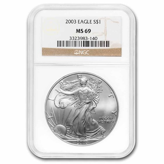 1986-Current Silver Eagle MS-69 NGC/PCGS (Random Year, Spotted)