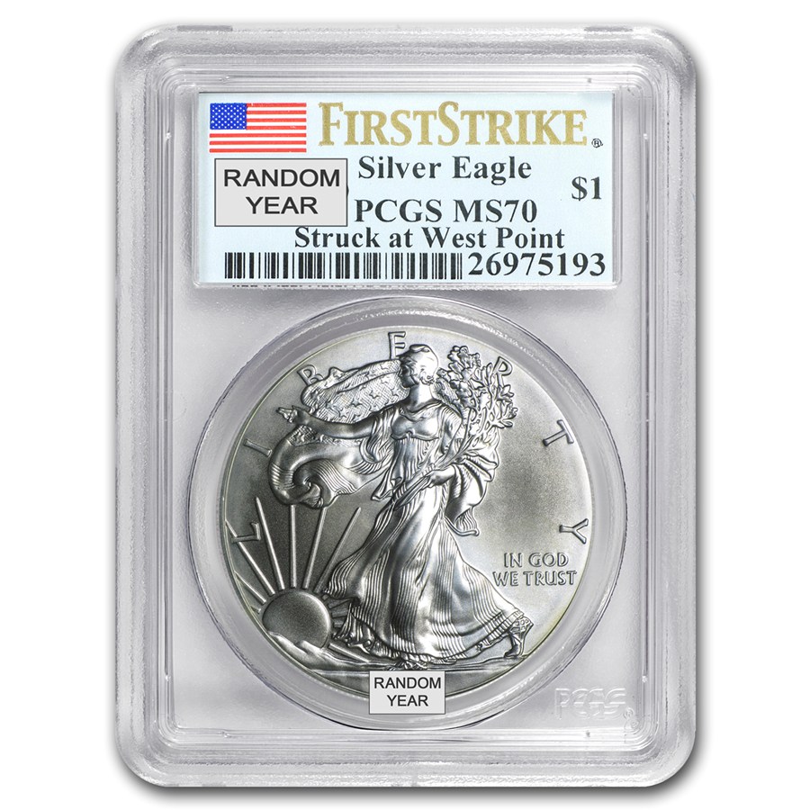 1 Oz American Silver Eagle MS-70 PCGS – Random Year, First Strike, US Mint