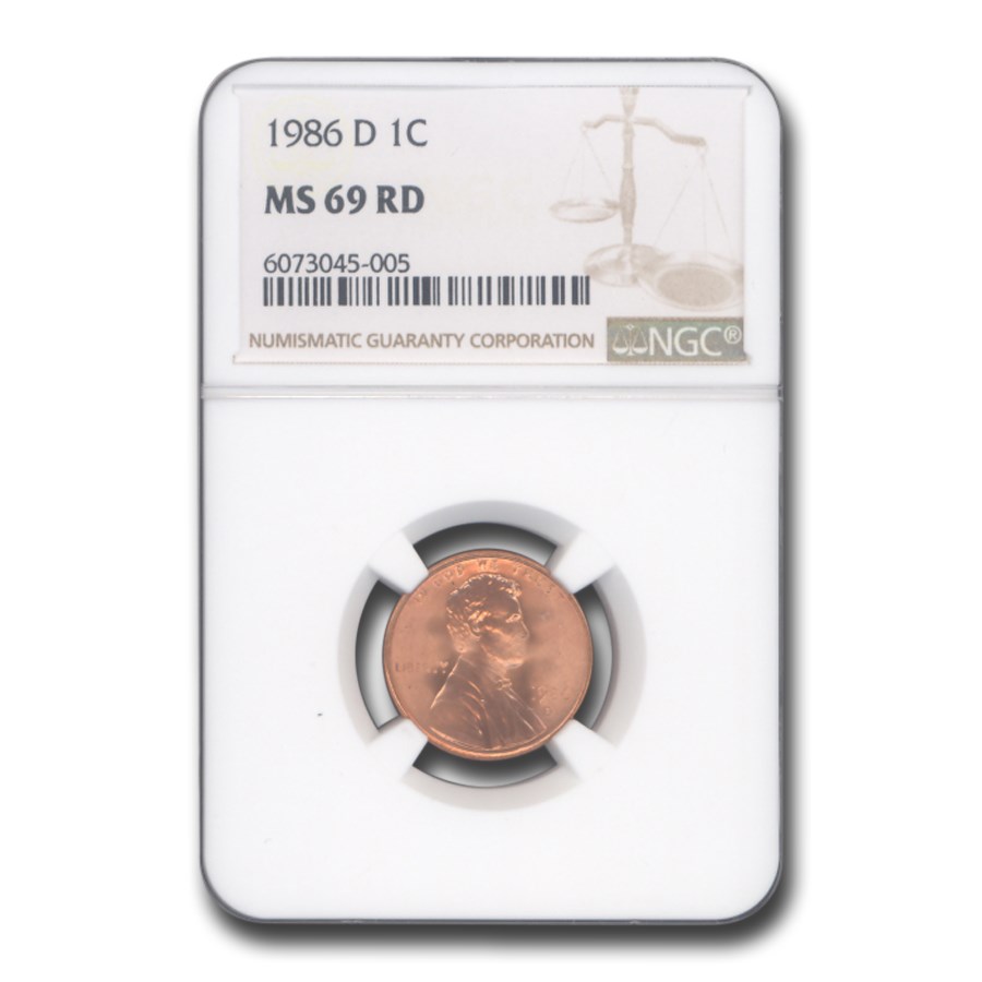1986-D Lincoln Cent MS-69 NGC (Red)