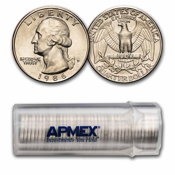 1986-D Washington Quarter 40-Coin Roll BU 1986-D Washington Quarter 40-Coin Roll BU
