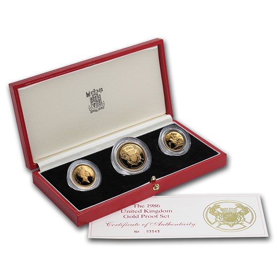 1986 Great Britain 3-Coin Gold Proof Set 1986 Great Britain 3-Coin Gold Proof Set