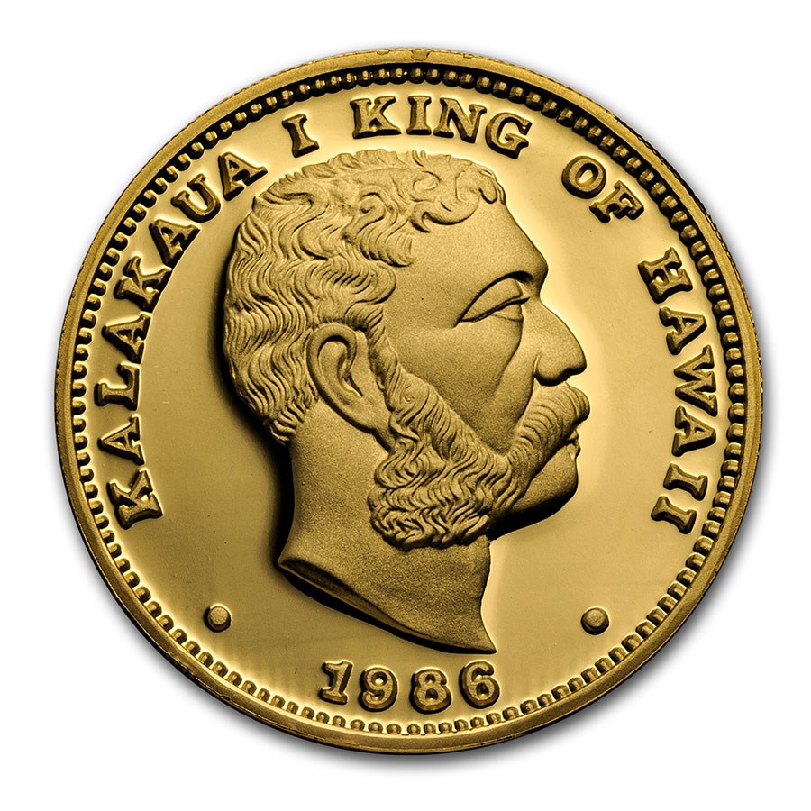 Buy 1986 Hawaii Gold 1 oz Kalakaua Akahi Crown Medal Proof APMEX