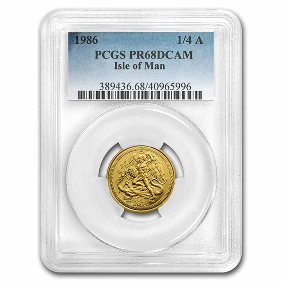 1986 Isle of Man 1/4 oz Gold Angel PR-68 DCAM PCGS 1986 Isle of Man 1/4 oz Gold Angel PR-68 DCAM PCGS