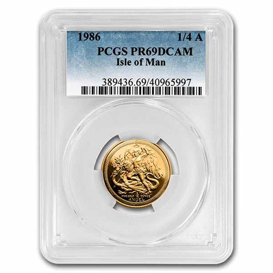 1986 Isle of Man 1/4 oz Gold Angel PR-69 DCAM PCGS 1986 Isle of Man 1/4 oz Gold Angel PR-69 DCAM PCGS